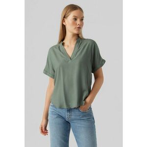 Bluza cu decolteu in V si maneci scurte - Verde feriga imagine