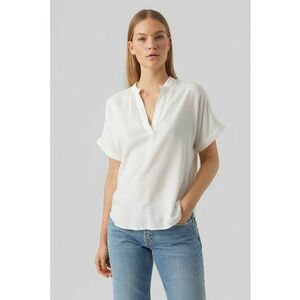 Bluza cu decolteu in V si maneci scurte - Alb imagine