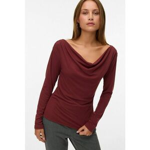 Bluza slim fit cu decolteu drapat - Rosu inchis imagine