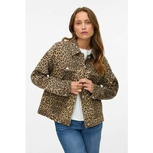 Jacheta din denim cu animal print - Negru/Caramel/Galben mustar imagine
