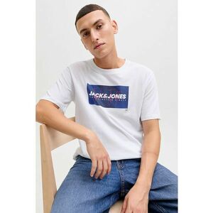 Tricou din bumbac cu imprimeu logo pe piept - Rosu stins/Alb optic/Albastru indigo imagine