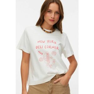 Tricou de bumbac organic cu imprimeu - Alb/Roz aprins imagine