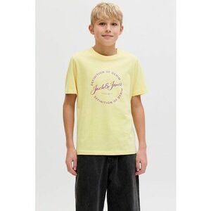 Tricou din bumbac cu imprimeu text - Galben pai imagine