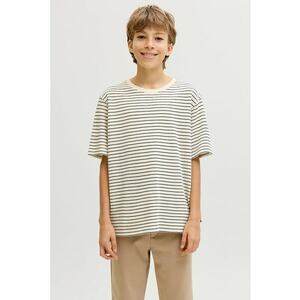 Tricou lejer cu dungi - Alb fildes/Bleumarin imagine