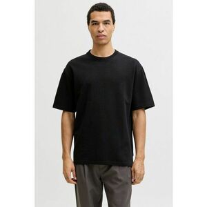 Tricou regular-fit cu decolteu la baza gatului - Negru imagine