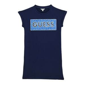 Rochie cu decolteu la baza gatului si imprimeu logo - Bleumarin imagine