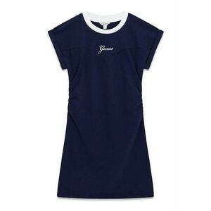 Rochie cu decolteu la baza gatului si maneci scurte - Bleumarin imagine