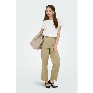 Pantaloni crop cu talie inalta - Maro camel imagine