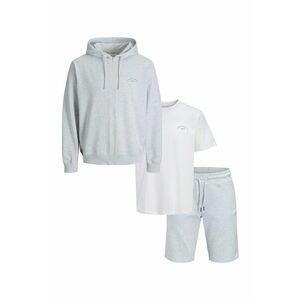 Set de tricou - hanorac si pantaloni scurti - 3 piese - Alb/Gri deschis imagine