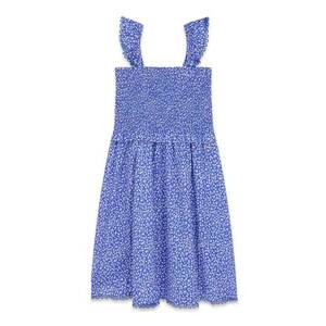 Rochie evazata cu imprimeu floral - Alb/Albastru imagine