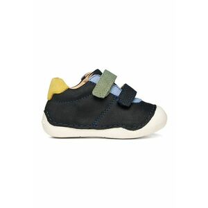 Pantofi Tutim de piele nabuc si piele intoarsa cu velcro - Verde/Albastru ultramarin imagine