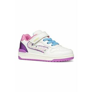 Pantofi sport din piele ecologica cu velcro - Alb/Violet imagine