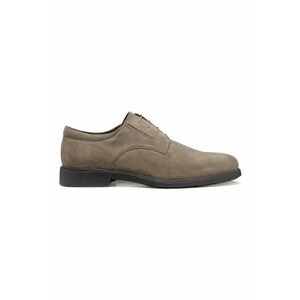 Pantofi derby din piele intoarsa cu cusaturi contrastante - Maro taupe imagine