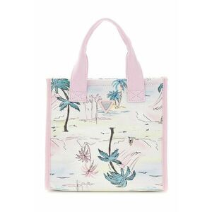 Geanta shopper din bumbac - pentru plaja - Roz pastel/Verde persan imagine