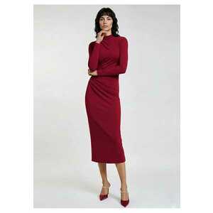 Rochie midi bodycon din lyocell cu drapaje Kaira - Rosu inchis imagine