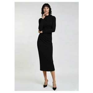 Rochie midi bodycon din lyocell cu drapaje Kaira - Negru imagine