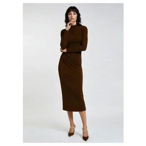 Rochie midi bodycon din lyocell cu drapaje Kaira - Maro imagine