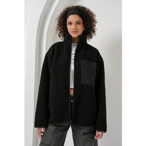 Palton dama supradimensionat - blana artificiala - negru - textilwqfwqd - Negru imagine