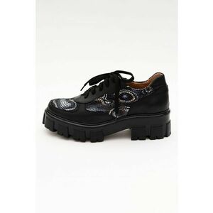Pantofi din piele cu garnitura cu model - Negru/Argintiu imagine