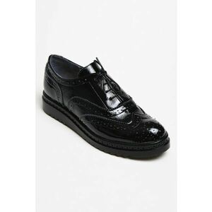 Pantofi derby din piele cu perforatii decorative - Negru imagine
