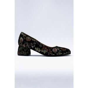 Pantofi din piele cu broderii florale - Multicolor imagine