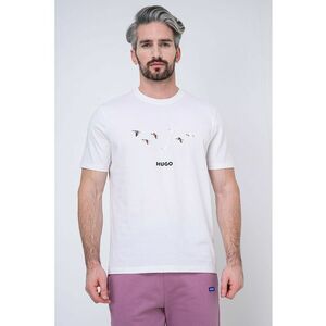 Tricou de bumbac cu broderie Dugolini - Alb/Maro/Gri imagine