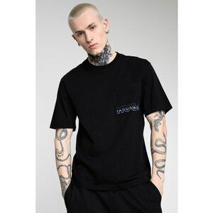 Tricou cu detaliu logo si buzunar pe piept - Negru/Albastru imagine