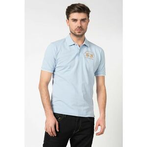 Tricou polo din material pique cu broderie logo - Albastru azur imagine