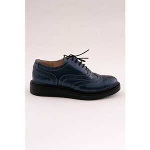 Pantofi derby cu decupaje decorative - Bleumarin imagine