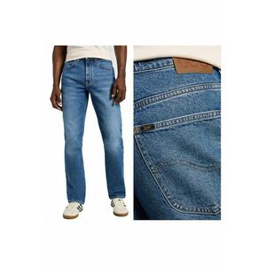 Blugi Barbati - Lee Brooklyn Straight - Straight Fit - Talie Inalta - Fermoar - Lungi - 5 Buzunare - Bumbac - Albastru - Albastru imagine
