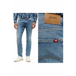 Blugi Barbati - Oregon Slim - Slim Fit - Talie Joasa - Fermoar - Lungi - 5 Buzunare - Bumbac - Albastru - Albastru imagine