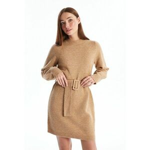 Rochie-pulover cu o curea asortata - Caramel imagine