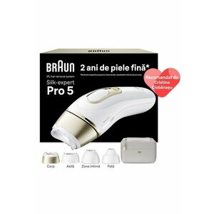 Epilator IPL Silk-expert PRO 5 Senzor automat & continuu Skin pro 2.0 - 400.000 impulsuri - 10 niveluri de intensitate - - Alb/Auriu/Gri deschis imagine