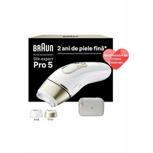 Epilator IPL Silk-expert PRO 5 Senzor automat & continuu Skin pro 2.0 - 400.000 impulsuri - 10 niveluri de intensitate - - Alb/Auriu imagine