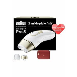 Epilator IPL Silk-expert PRO 5 Senzor automat & continuu Skin pro 2.0 - 400.000 impulsuri - 10 niveluri de intensitate - - Alb/Auriu/Visiniu imagine