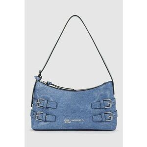 Geanta de umar din denim cu catarame decorative - Negru/Albastru deschis imagine