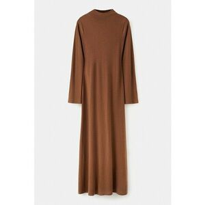 Rochie uni midi din amestec de lana - Maro imagine