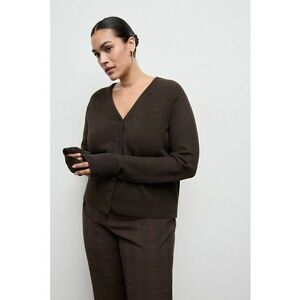 Cardigan tricotat cu model uni - Maro inchis imagine
