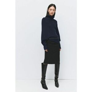 Pulover asimetric cu guler inalt - Bleumarin imagine