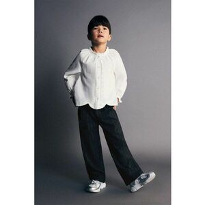 Pantaloni drepti cu cordon in talie si model - Negru stins imagine