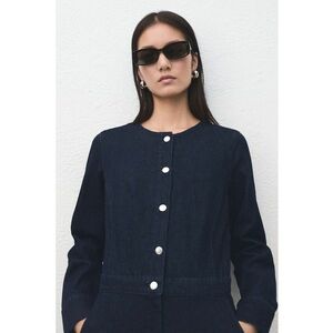 Salopeta lunga de denim - Bleumarin imagine