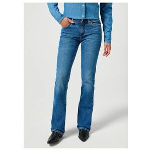 Blugi Dama - Bootcut - Flared Jeans - Talie Medie - 5 Buzunare - Fermoar - Lungi - Bumbac - Albastru - Albastru imagine