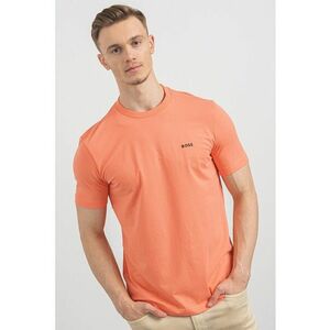 Tricou cu logo discret si decolteu la baza gatului - Rosu/Coral imagine