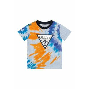 Tricou din bumbac cu imprimeu logo - Portocaliu/Albastru imagine