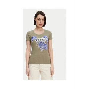 Tricou de din amestec de bumbac organic cu logo si flori imagine