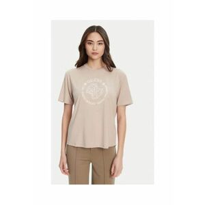 Tricou regular fit din viscoza cu decolteu la baza gatului si logo brodat pe piept imagine