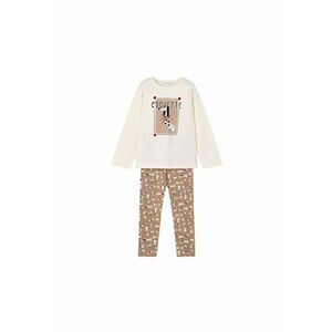 Compleu pentru copii bluza si colanti - kaki/crem imagine