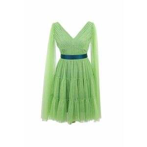 Rochie de seara midi din tul cu centura DARINNA - Verde deschis imagine