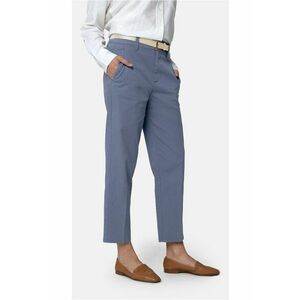Pantaloni crop drepti eleganti din bumbac - cu pliuri - talie inalta - R-Lavi - albastru - Albastru imagine