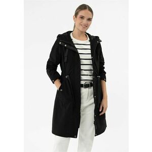 Jacheta impermeabila pana la genunchi - cu gluga - ajustabila la talie - J-Izra - neagra - Negru imagine